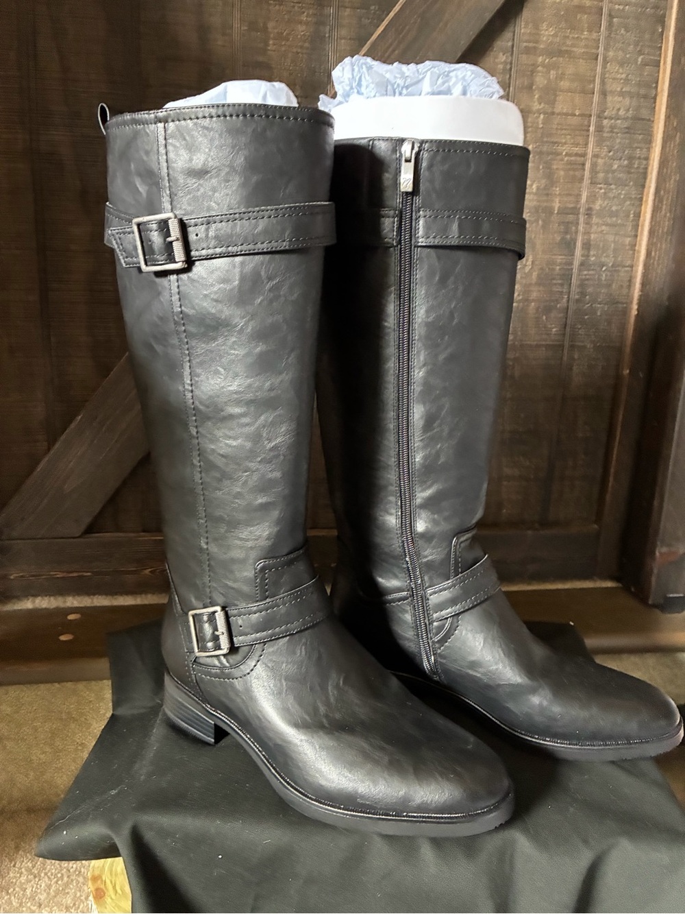 Naturalizer Women's Black Tall Riding Boots with Buckle Detail